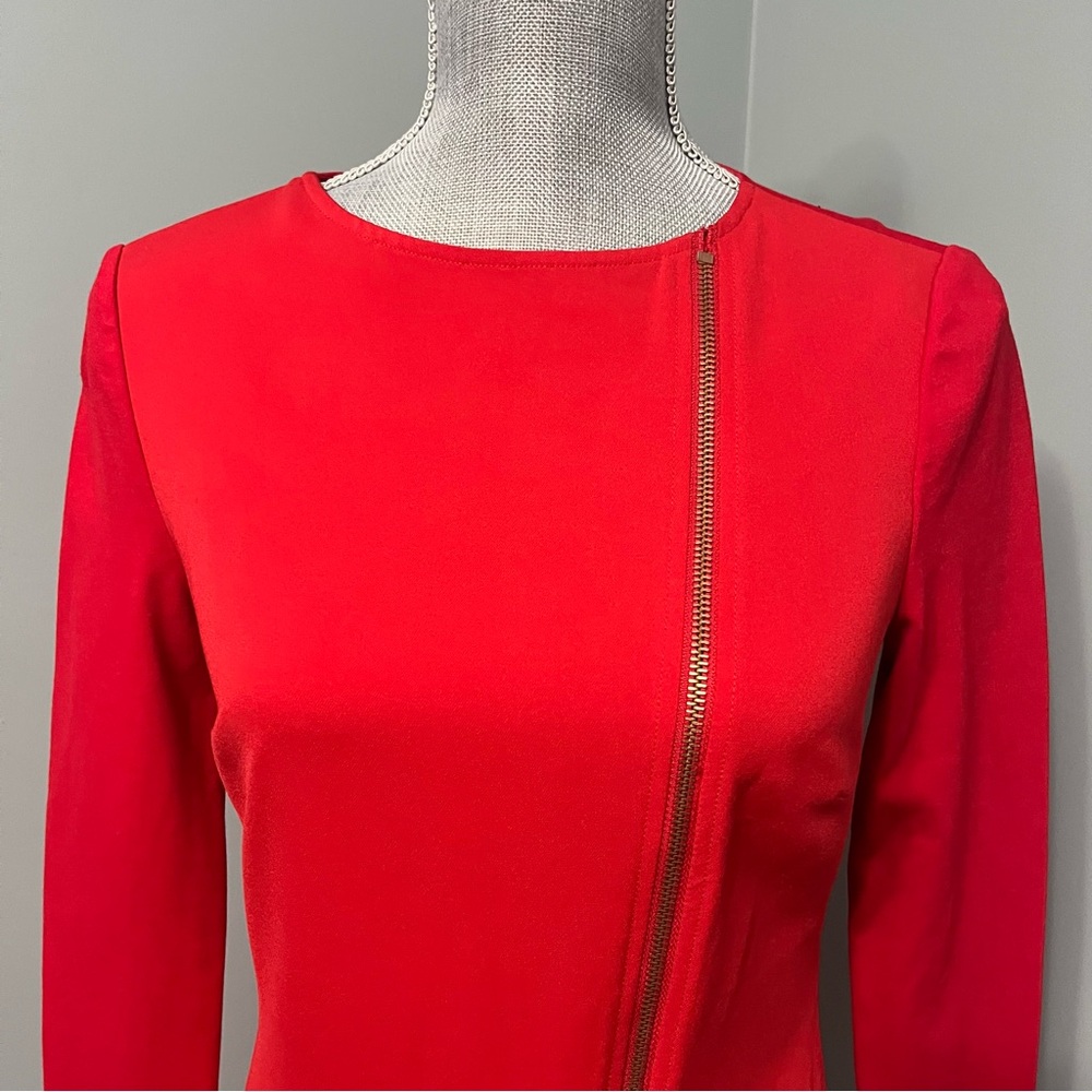 TED BAKER LONDON US size 2 Edlyn Red front Zipper draped mini cocktail dress - Picture 3 of 16